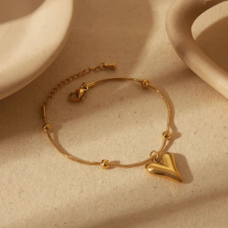 Aurum Heart Bracelet - Gold Heart Charm