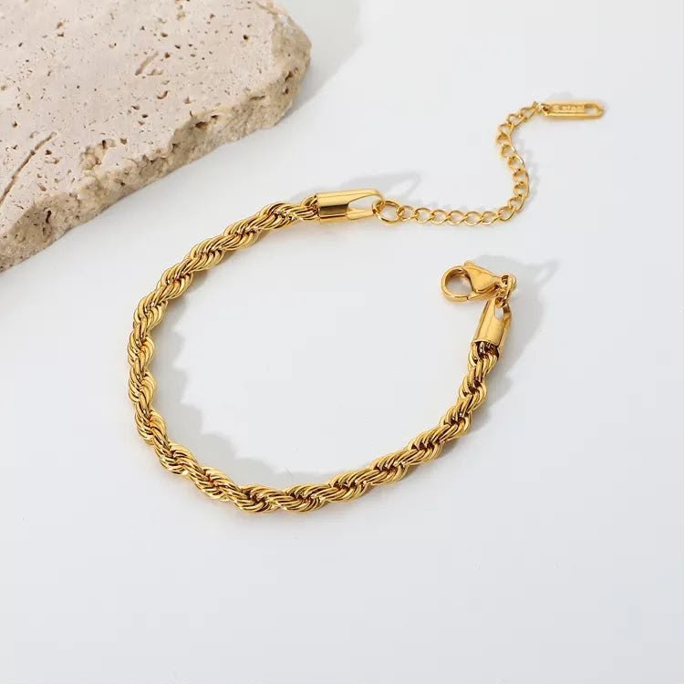 Classic Rope Chain Bracelet - Gold Twisted Chain