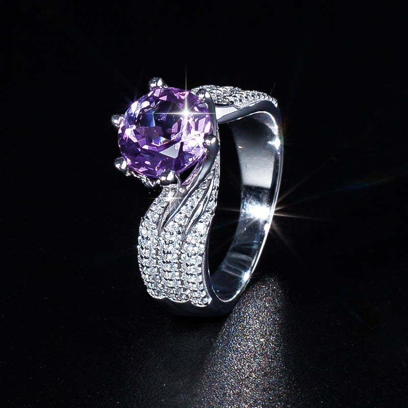 Orbit Ring Pink - Amethyst Center Stone