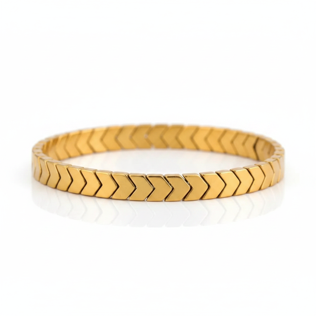 Gold Chevron Bracelet - white background studio shot