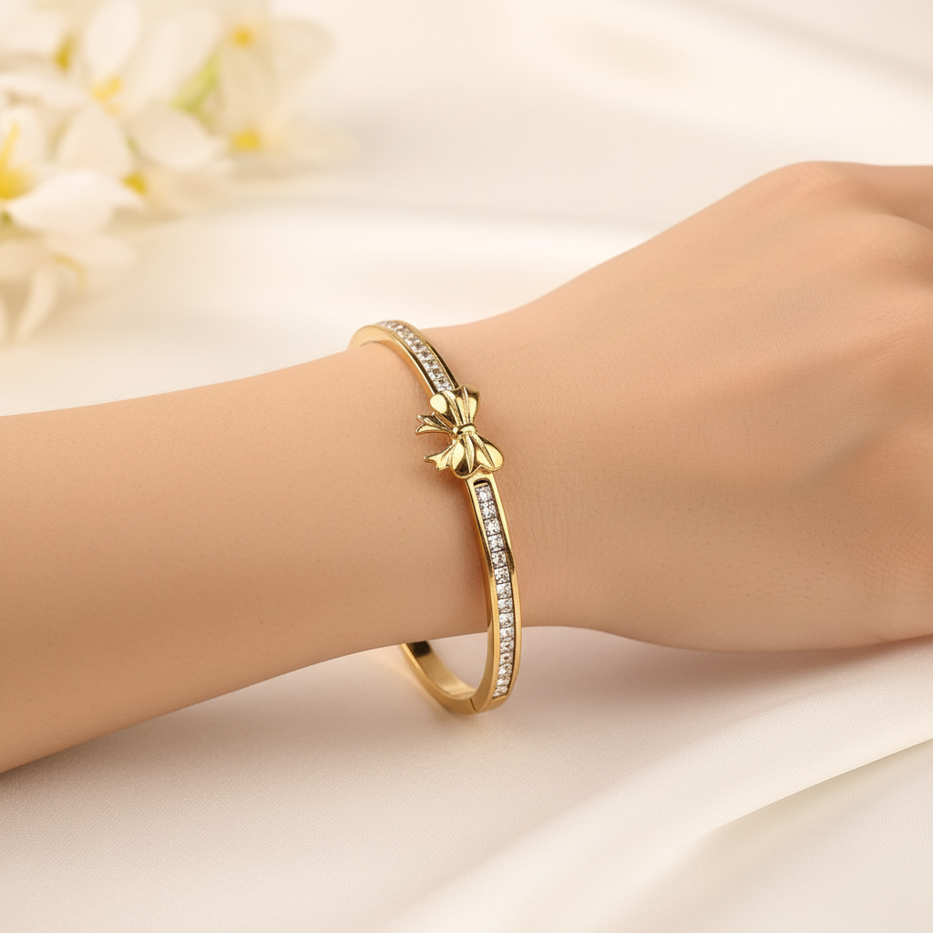 Bow Diamond Bangle - Lifestyle