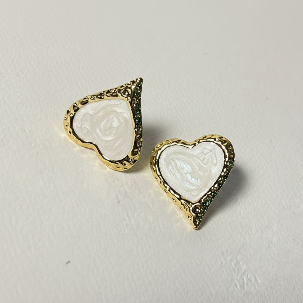 Heart Shape Studs - White Background Studio Shot