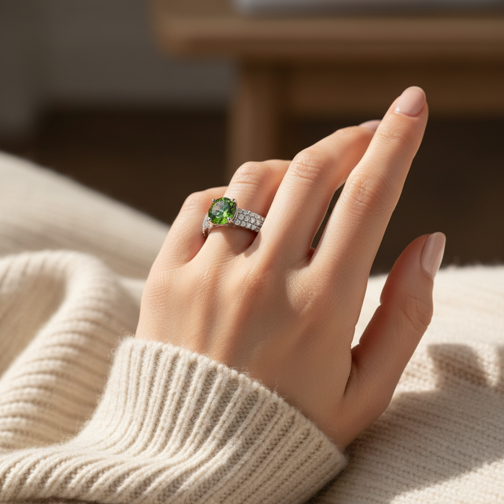 Eternal Meadow Ring – Green lifestyle shot