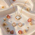 White Pearl Clover Set - Aesthetic Silk