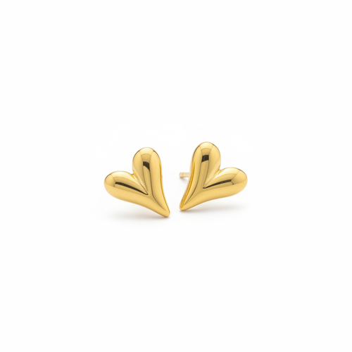 Aurum Heart Studs - White Background Studio Shot