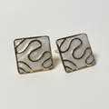 Square Marble Effect Studs - White Background Studio Shot