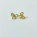 Gold Bow Studs - White Background Studio Shot