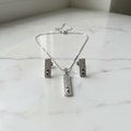Aesthetic product photo - Silver CZ Bar Pendant Necklace and Earrings Set