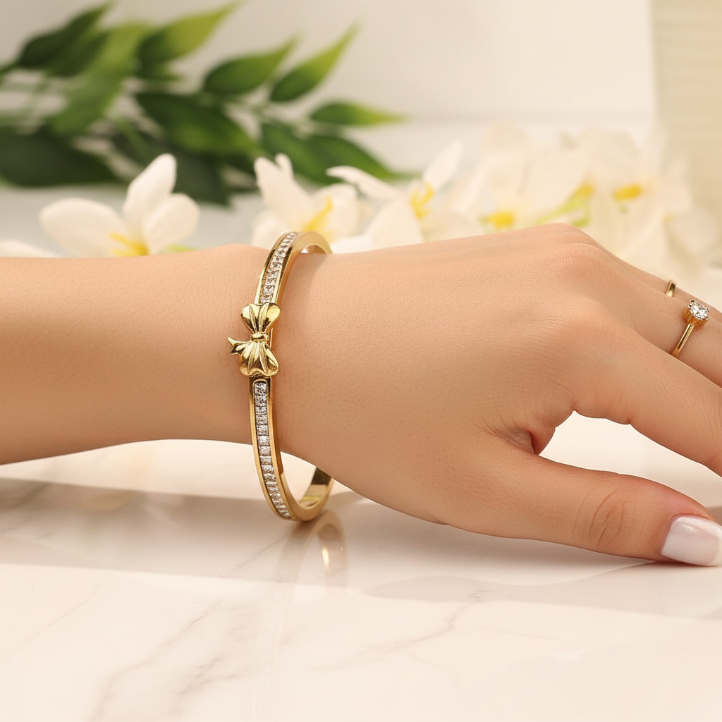 Bow Diamond Bangle - Lifestyle