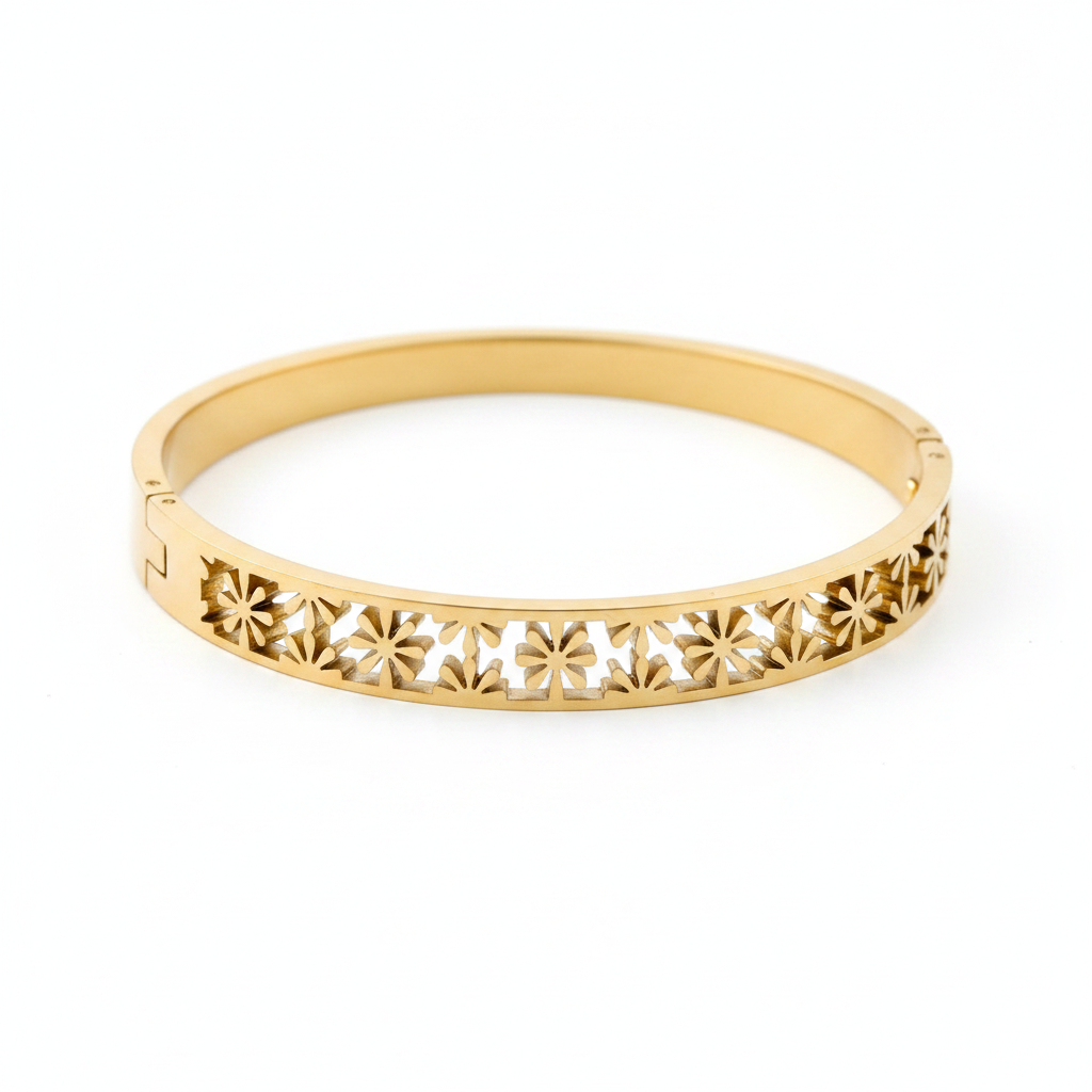 Hollow Flower Bangle - studio white background