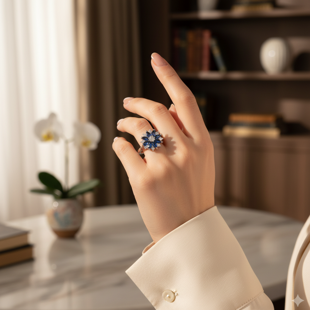 Sephora Starburst Ring – lifestyle on-finger shot