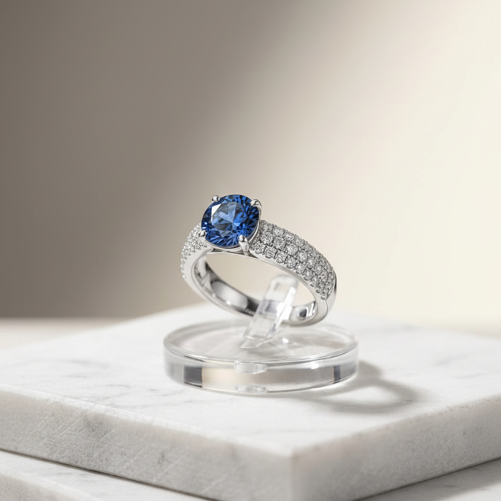 Eternal Meadow Ring – Blue studio shot