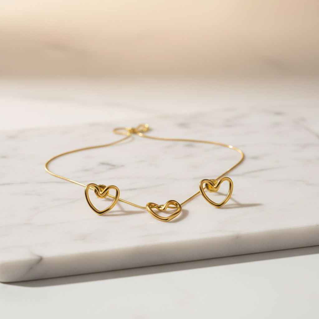 Golden Heart Jewellery Set - Studio Shot