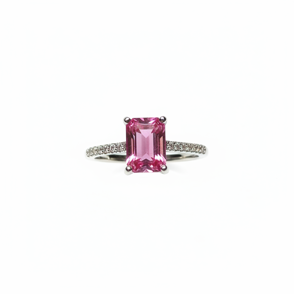 Mist Solitaire Ring – Pink studio shot