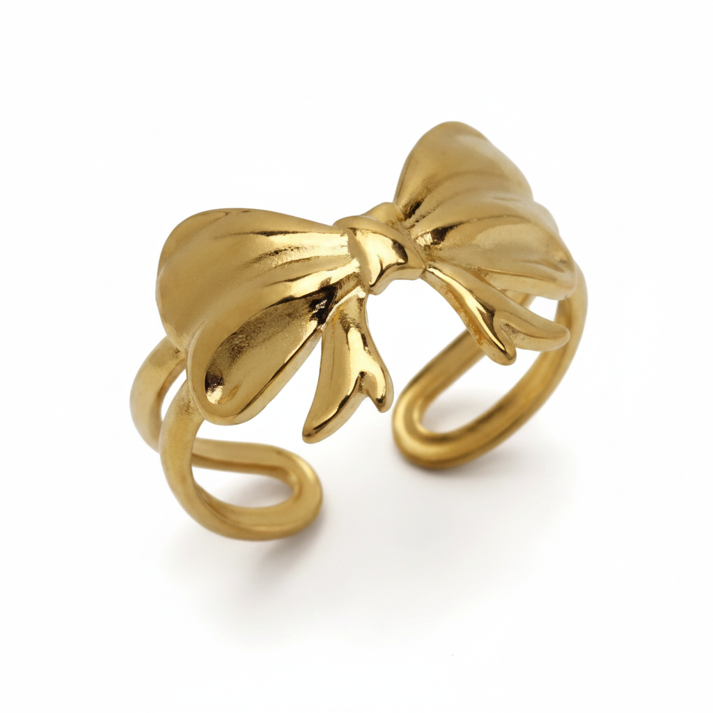 Golden Bow Ring white background
