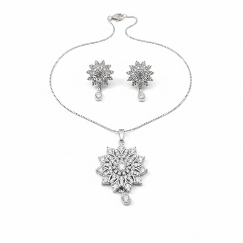 Crystal Sunflower Jewellery Set - White Background