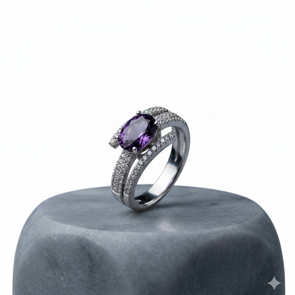 The Eclipse Pavé Split Ring – studio shot