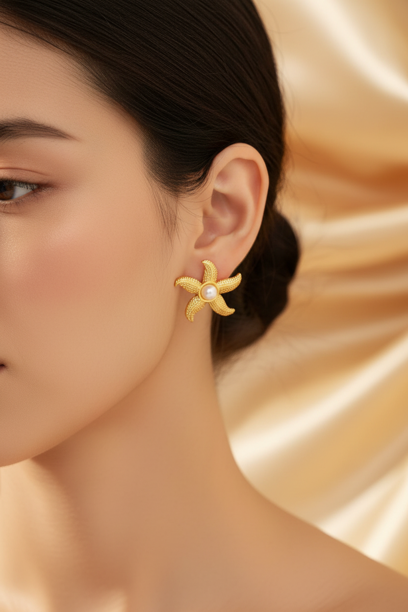 Starfish Gold Studs - Lifestyle Wear Shot