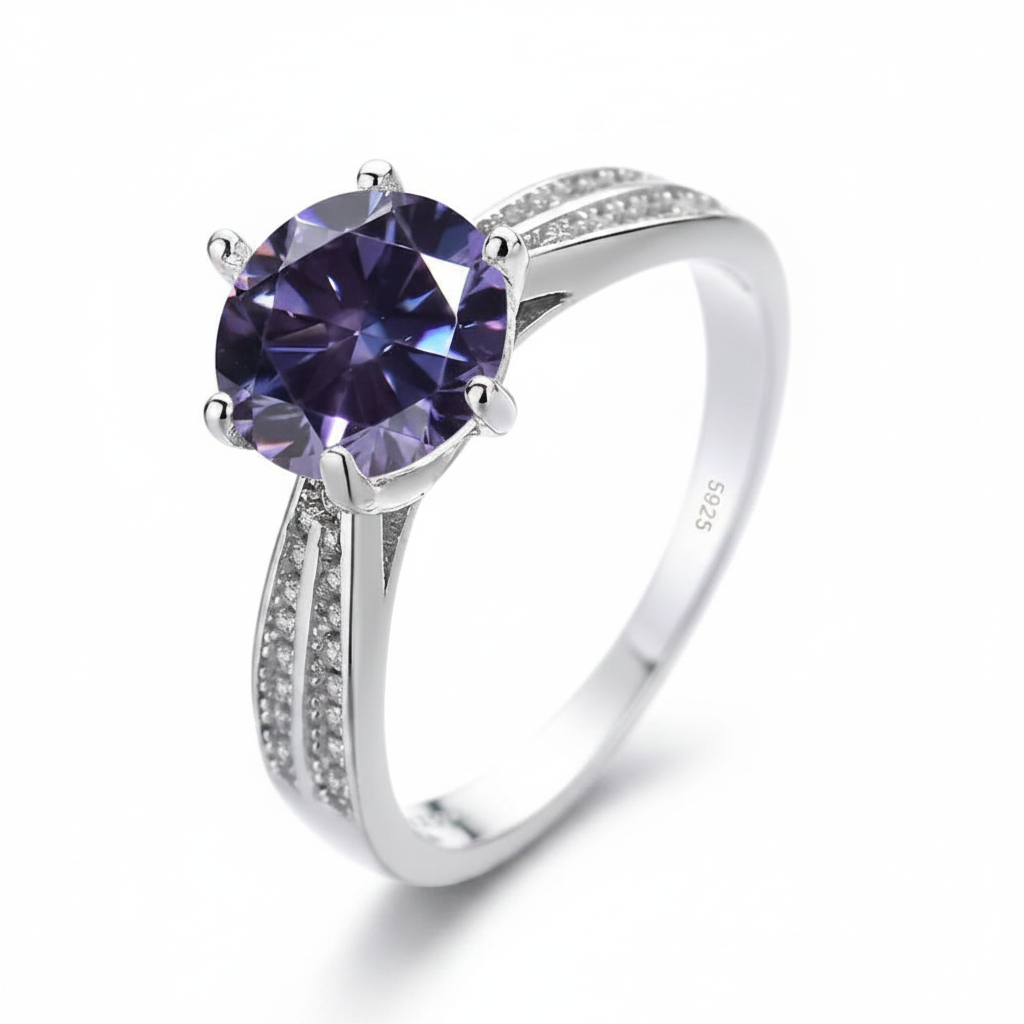 Midnight Violet Ring – white background studio shot