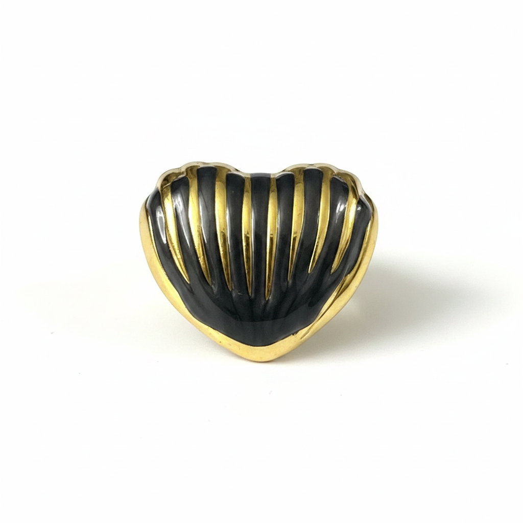 Onyx Shell Ring - Black and Gold Statement Ring