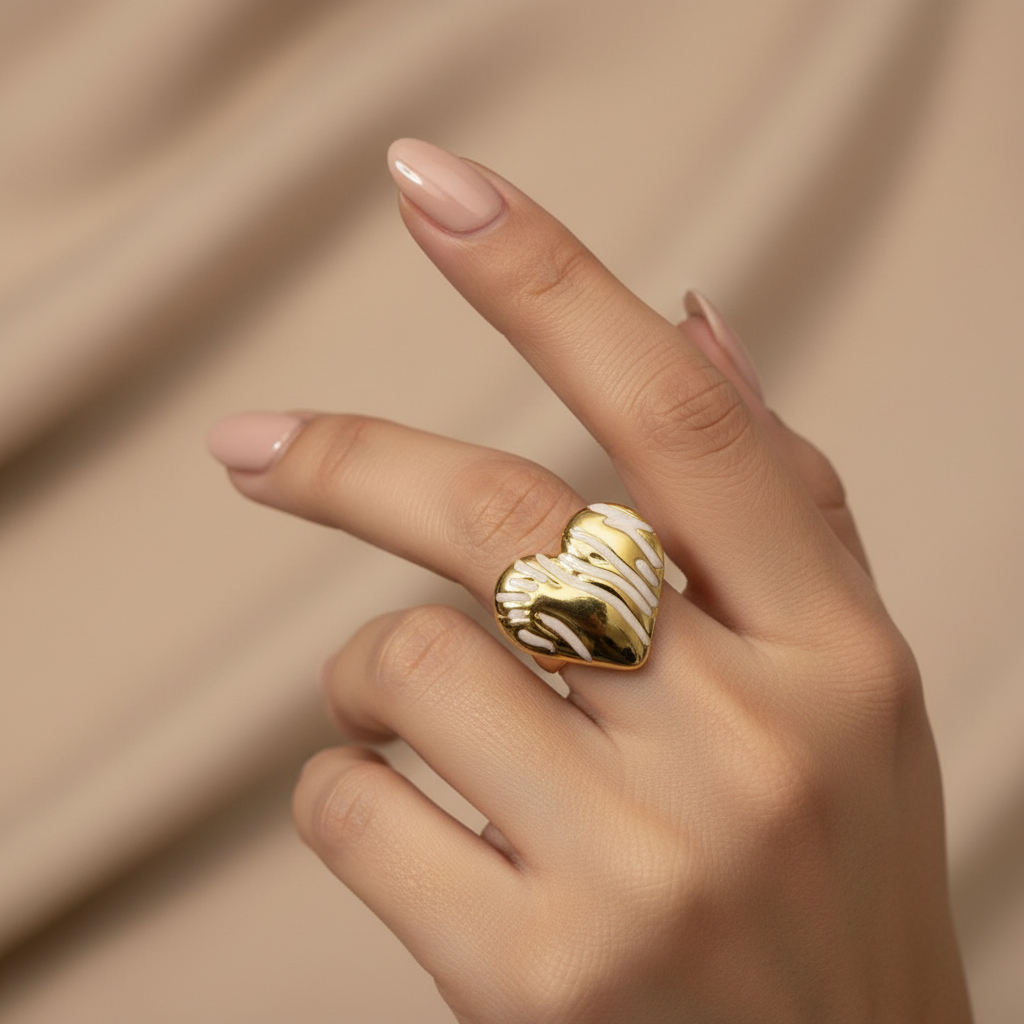Ivory Drip Heart Ring - Lifestyle Shot