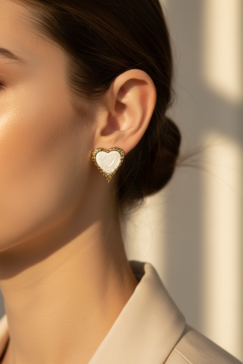 Heart Shape Studs - Lifestyle Wear Shot
