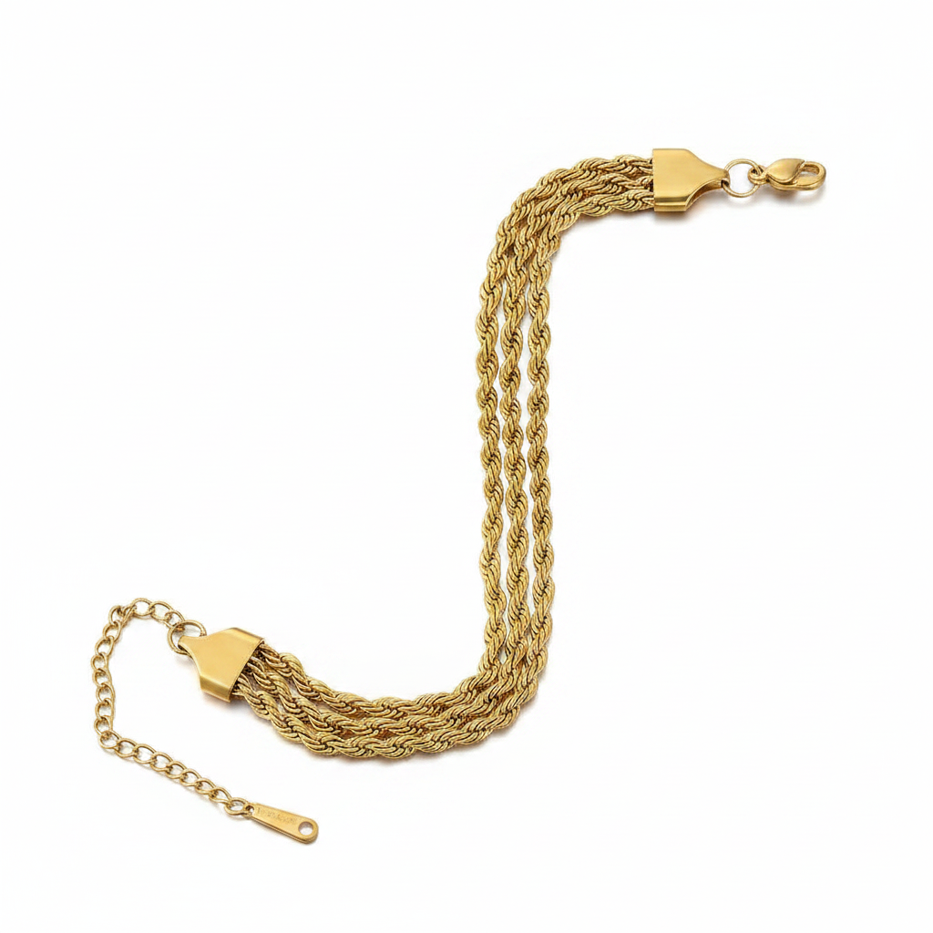 Triple Strand Rope Chain Bracelet - Studio White Background