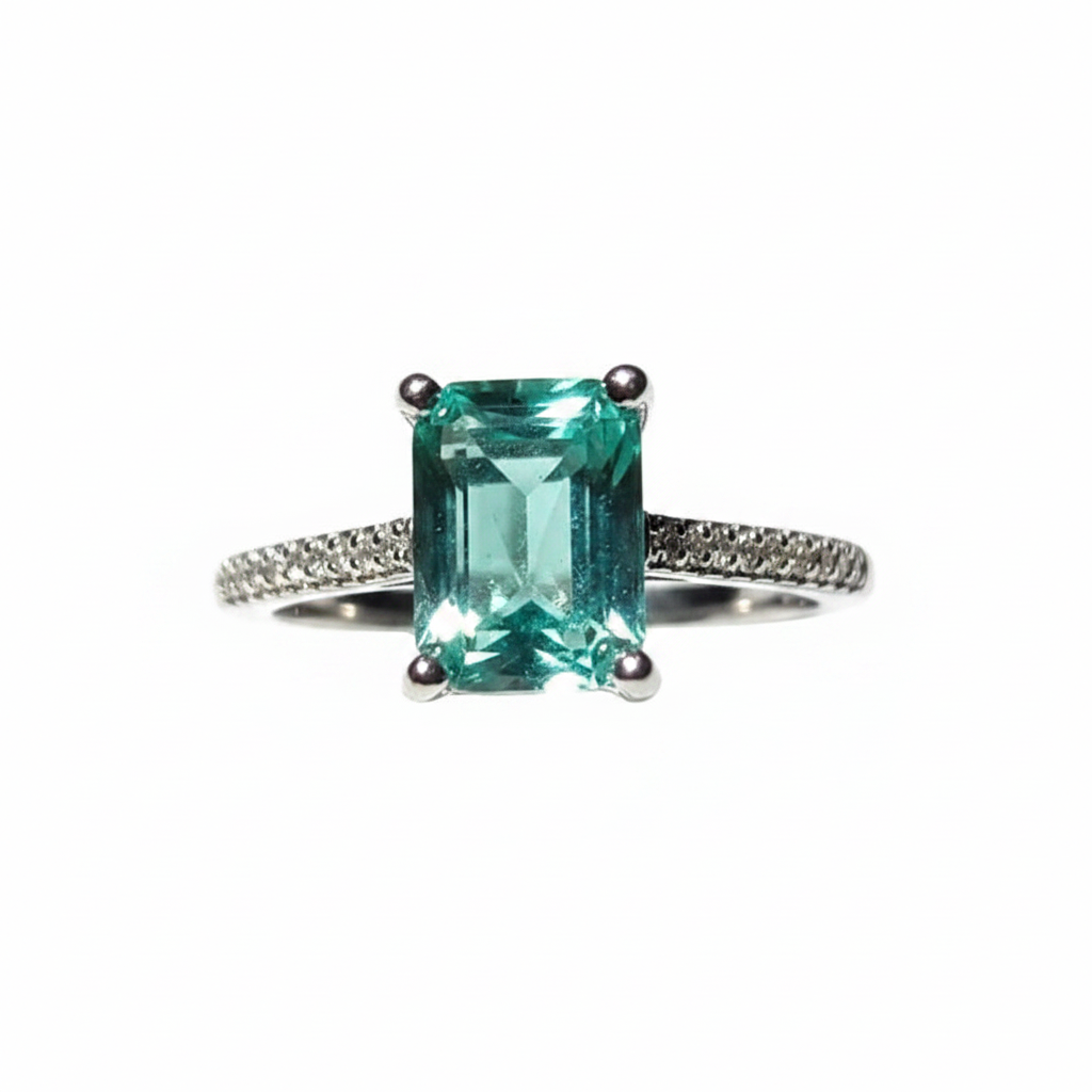Mist Solitaire Ring – Sea Green studio shot