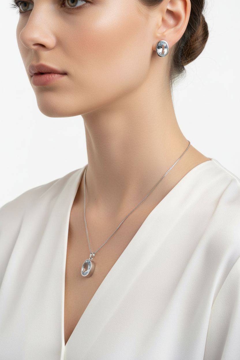 Silver Crystal Set on Model