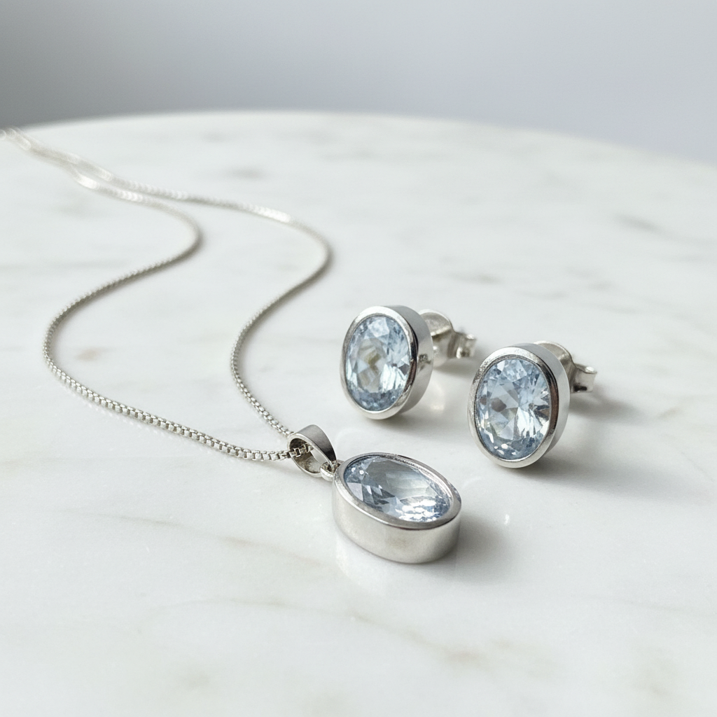 Silver Icy Crystal Jewellery Set